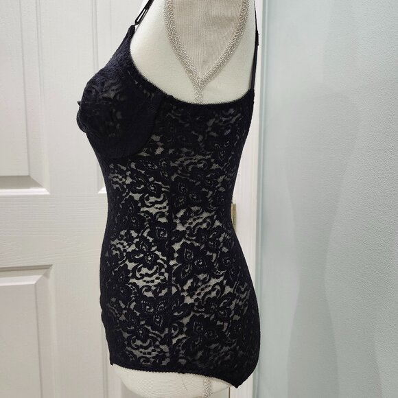 Bali Lace ‘N Smooth Shaping Bodysuit, Black Lace, Size 34B, NWOT - Picture 5 of 12